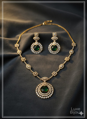 sr pro Alloy Gold-plated Green Jewellery Set(Pack of 1)