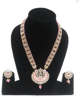 Aksh Enterprises Alloy Gold-plated Pink Jewellery Set(Pack of 1)