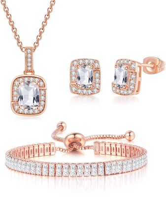 PEORA Alloy Gold-plated Rose Gold, Silver Jewellery Set(Pack of 4)