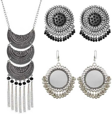 DEGHLAM Alloy Silver Silver, Black Jewellery Set(Pack of 1)