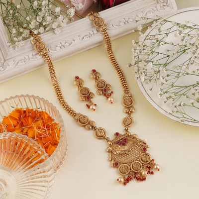 Orangenysha Copper Gold-plated Red Jewellery Set(Pack of 3)