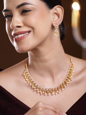 RUBANS Brass Gold-plated Gold Jewellery Set(Pack of 3)