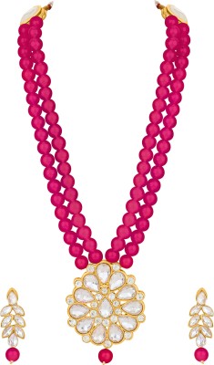 Stefan Alloy Gold-plated Pink Jewellery Set(Pack of 1)