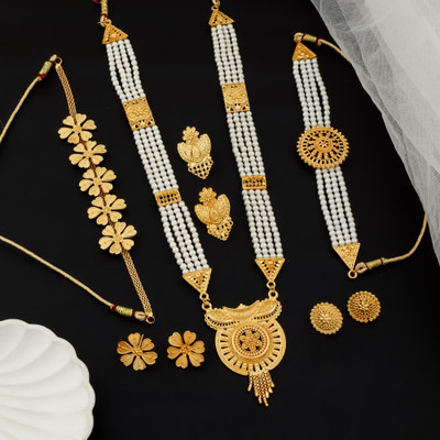 PARTICIAO Alloy Gold-plated Gold Jewellery Set(Pack of 3)
