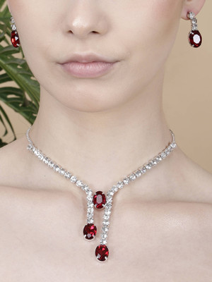 Opus Gems Alloy Red Jewellery Set(Pack of 1)