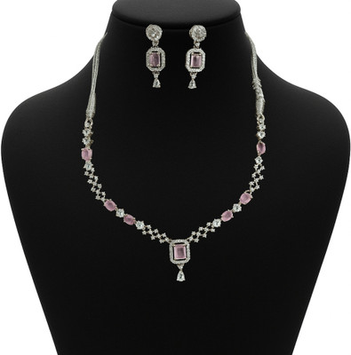 Amoha Lifestyle Alloy Silver Pink, Silver Jewellery Set(Pack of 3)