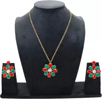 CATALYST Crystal Gold-plated Red, Green Jewellery Set(Pack of 1)