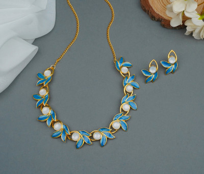 KHODAL ENTERPRISE Brass Gold-plated Blue Jewellery Set(Pack of 1)