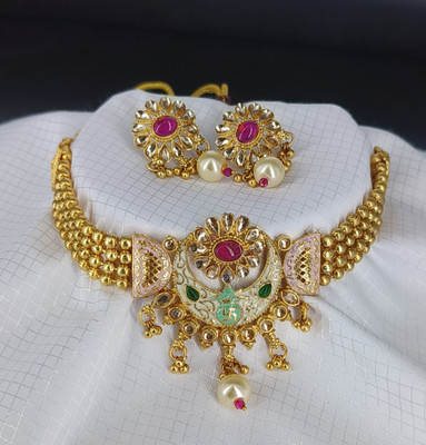 Aadesh Creation Alloy Gold-plated Multicolor Jewellery Set(Pack of 1)