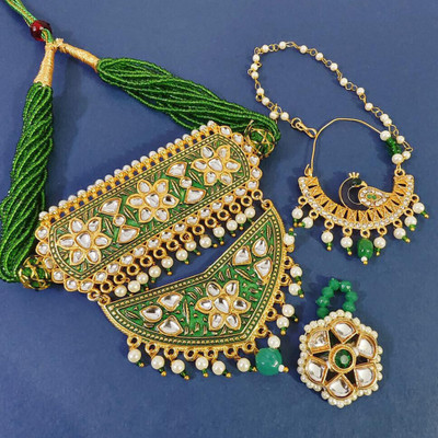 RAJASTHANI GAHANA Alloy Gold-plated Green Jewellery Set(Pack of 1)