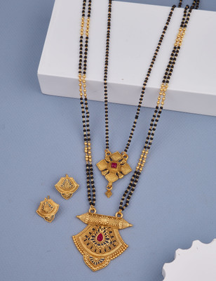 house of common Alloy Gold-plated Gold, Black Jewellery Set(Pack of 2)