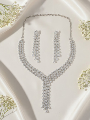PRIVIU Brass Silver Silver Jewellery Set(Pack of 1)