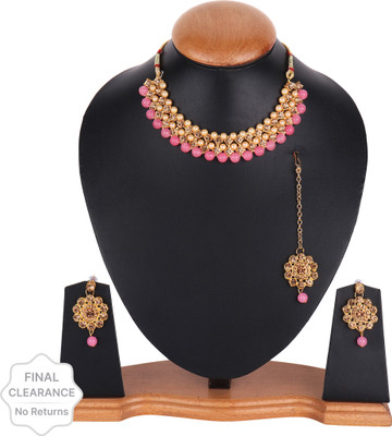 shivay Crystal Gold-plated Pink, Gold Jewellery Set(Pack of 1)