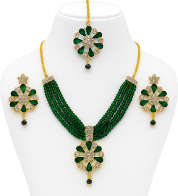 Amoha Lifestyle Alloy Gold-plated Green, Gold Jewellery Set(Pack of 4)