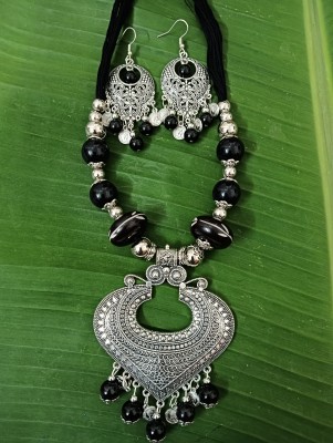 Soundarya boutique Oxidised Silver, Crystal Black, Silver Jewellery Set(Pack of 1)