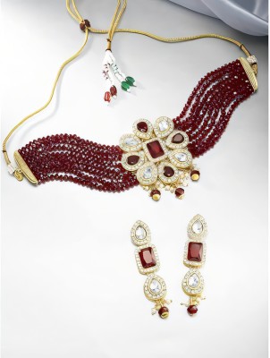 ZEER Creation Alloy Gold-plated Maroon Jewellery Set(Pack of 1)