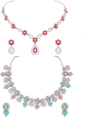 Vedda Brass Gold-plated Silver, White, Pink, Blue, Red Jewellery Set(Pack of 2)