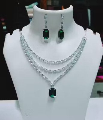 Paaru Brass, Alloy Silver Green, Silver Jewellery Set(Pack of 1)