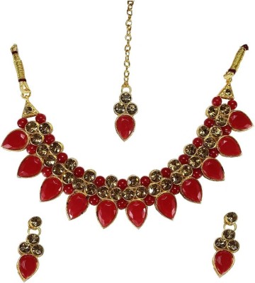 Tiank Innovation Metal, Stone, Copper, Alloy Gold-plated Red, Gold Jewellery Set(Pack of 1)