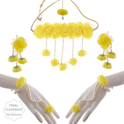 aekansh fashion Fabric, Rubber, Plastic, Paper Yellow Jewellery Set(Pack of 1)