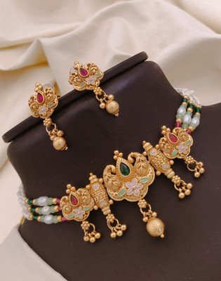 TKRB SALES Copper Gold-plated Gold Jewellery Set(Pack of 1)