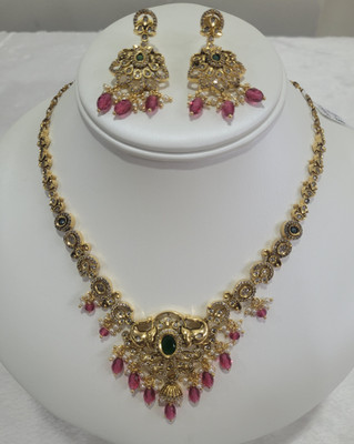 Trinethra Brass, Metal, Crystal, Alloy Gold-plated Gold Jewellery Set(Pack of 1)