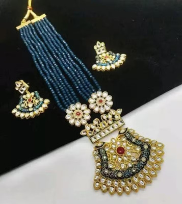 SatnamCreation Alloy Gold-plated Blue Jewellery Set(Pack of 1)