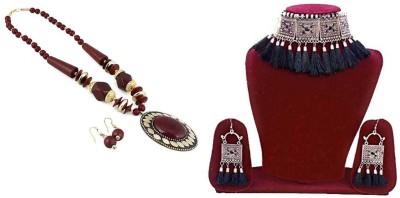 Dev Fashion Oxidised Silver, Alloy Sterling Silver, Titanium Black, Silver, Maroon, Gold Jewellery Set(Pack of 2)