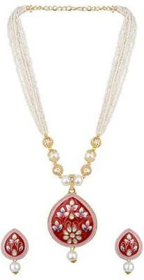 ZMS Alloy Gold-plated Red Jewellery Set(Pack of 1)