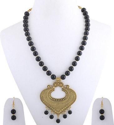 NM CREATION Alloy Gold, Black Jewellery Set(Pack of 1)