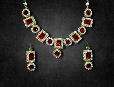 ZEER Creation Alloy Gold-plated Gold, Maroon Jewellery Set(Pack of 1)