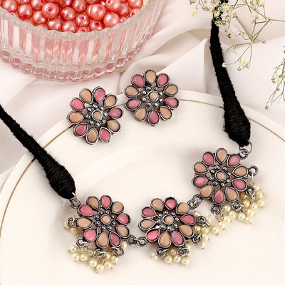 Bhagya Lakshmi Alloy Silver Multicolor Jewellery Set(Pack of 1)