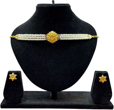 RNJewels Alloy Gold, White Jewellery Set(Pack of 1)
