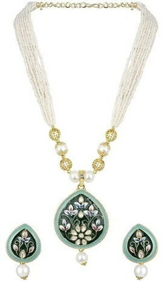 ZMS Alloy Gold-plated Green, White Jewellery Set(Pack of 1)
