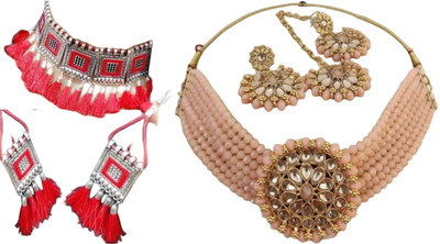 JMBW INTERNATIONAL Alloy Black, Silver, Red, Pink, Orange Jewellery Set(Pack of 2)