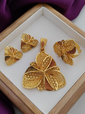 Chehar Fashion World Stone Gold-plated Gold Jewellery Set(Pack of 2)