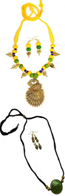 HOUSE OFF COMMON Oxidised Silver Yellow, Multicolor Jewellery Set(Pack of 2)