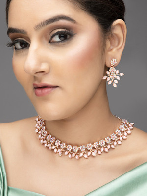 RUBANS Alloy Gold-plated Rose Gold, Pink Jewellery Set(Pack of 1)