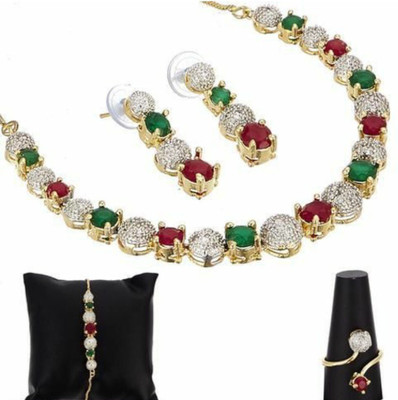 M Creation Alloy Gold-plated Multicolor Jewellery Set(Pack of 1)