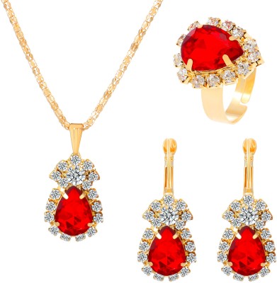 Pearlz Ocean Alloy Rhodium Red, Gold Jewellery Set(Pack of 1)