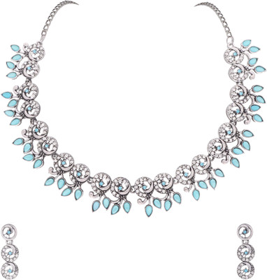 Vedda Brass Gold-plated Silver, White, Blue Jewellery Set(Pack of 1)