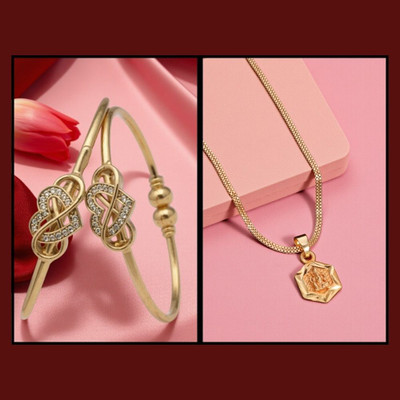 REEWAZIMPERIAL Brass Gold-plated Gold Jewellery Set(Pack of 2)