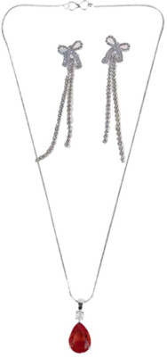 SKG Fashions Stone Red, Silver Jewellery Set(Pack of 1)