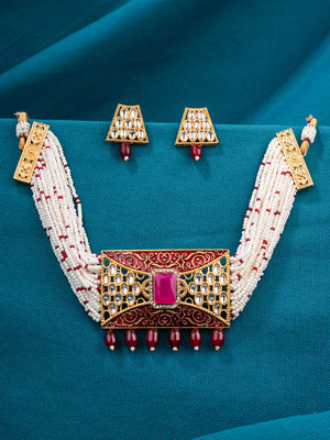 YELLOW CHIMES Metal Red Jewellery Set(Pack of 1)