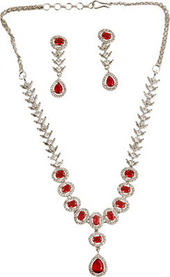 RANIT CREATION Brass Rhodium Red Jewellery Set(Pack of 1)