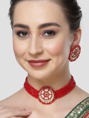 Karatcart Alloy Gold-plated Red Jewellery Set(Pack of 1)