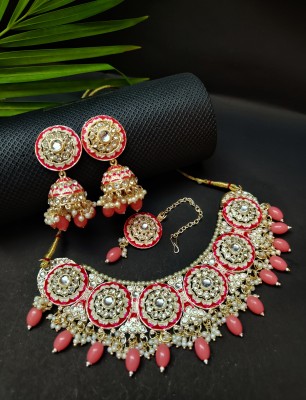 Soniya Crafts Alloy Gold-plated Pink Jewellery Set(Pack of 1)