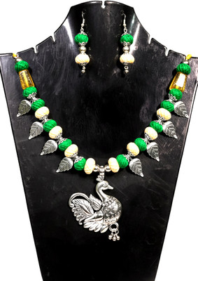 A S enterprize Oxidised Silver Green Jewellery Set(Pack of 1)