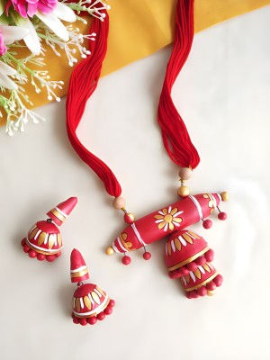 Crafts Creator Terracotta Red Jewellery Set(Pack of 3)