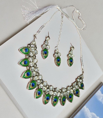 ZOVYA Brass Sterling Silver Silver, Green, White Jewellery Set(Pack of 3)